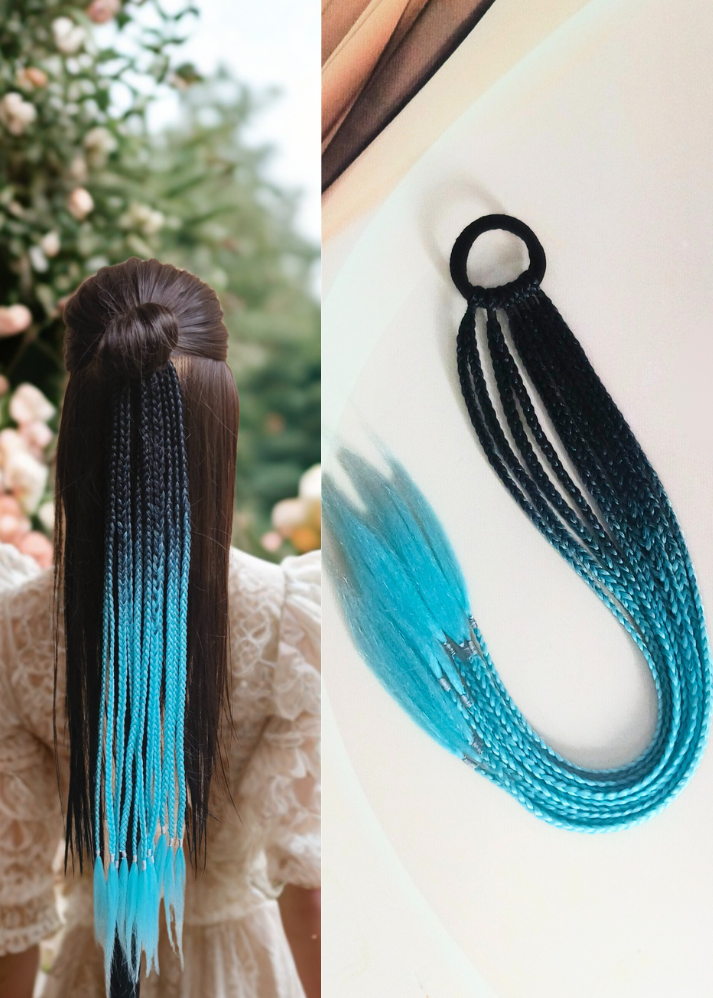 Sky Blue & Black Braided Hair Band