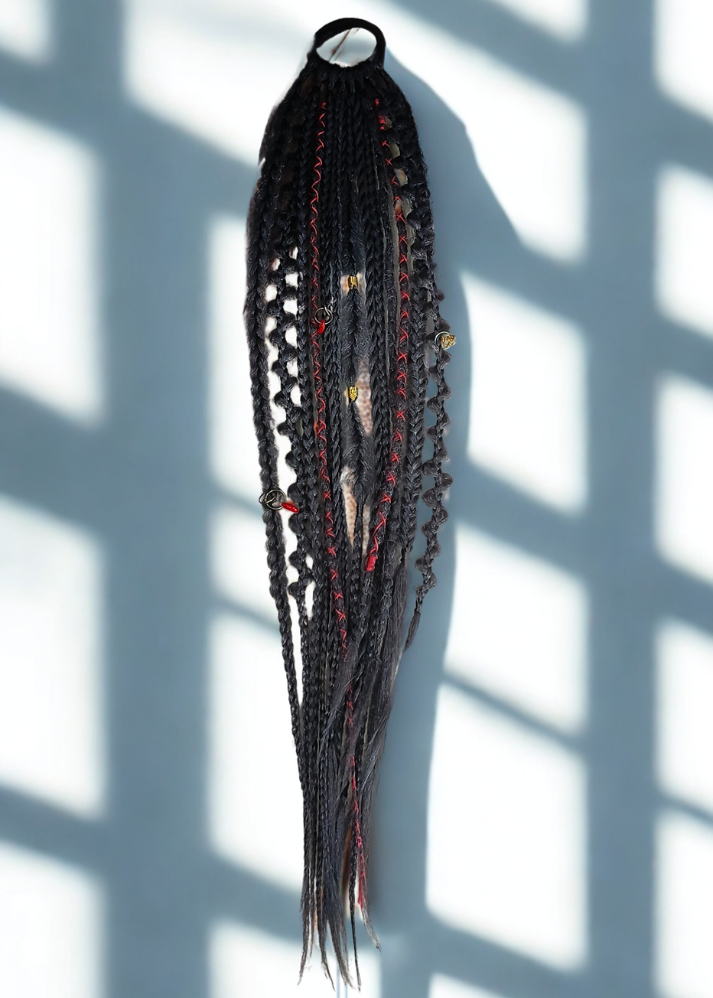 Black & Dark Grey Dreads and Braids Hair Band