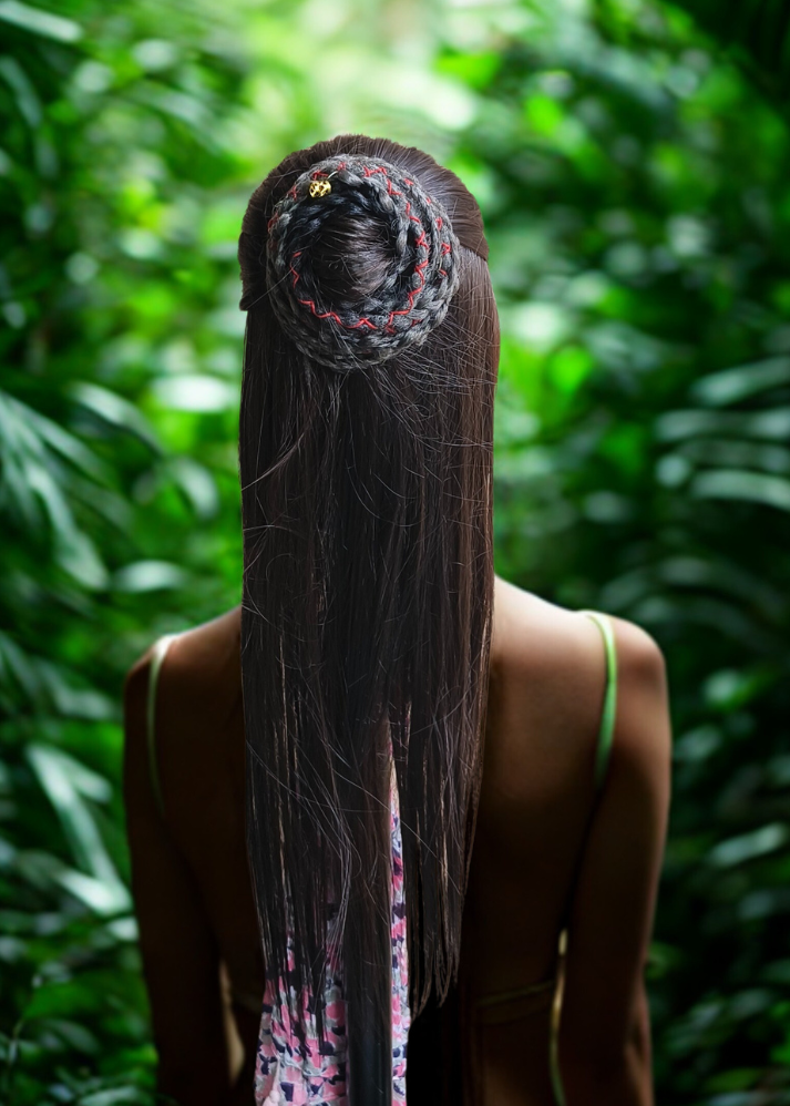 Black & Dark Grey Dreads and Braids Hair Band