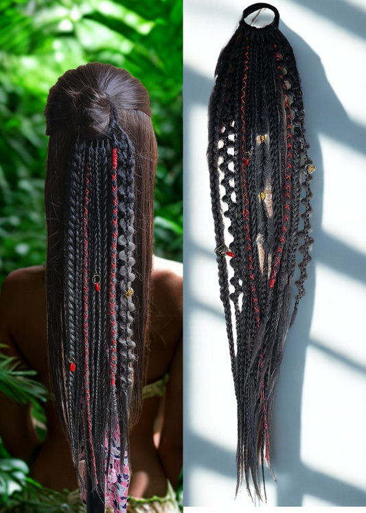 Black & Dark Grey Dreads and Braids Hair Band