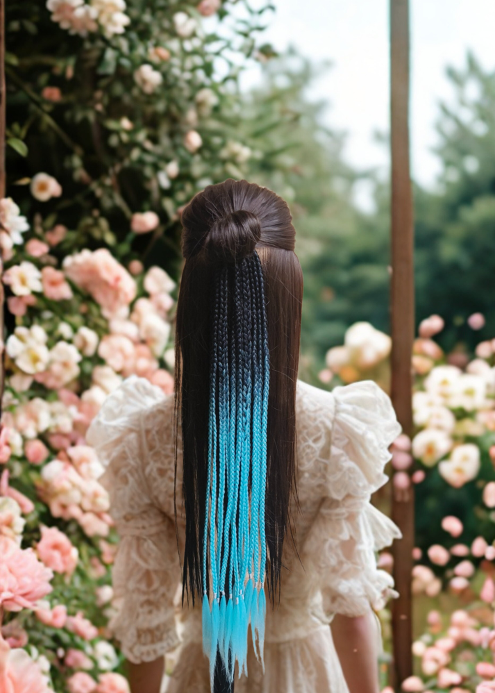 Sky Blue & Black Braided Hair Band