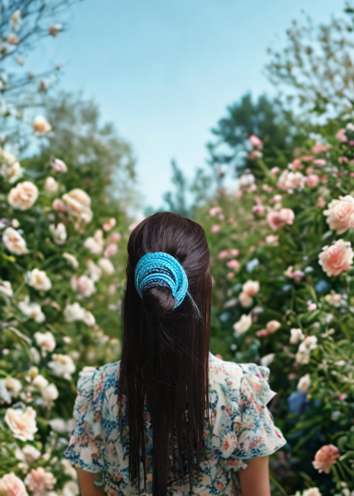 Sky Blue & Black Braided Hair Band