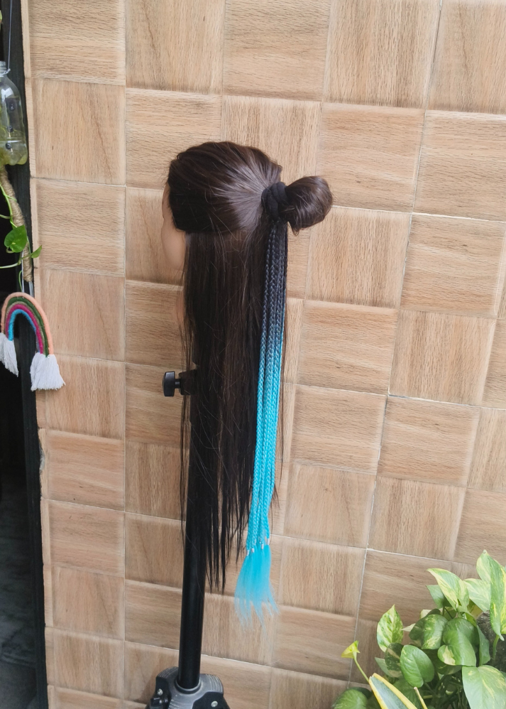 Sky Blue & Black Braided Hair Band