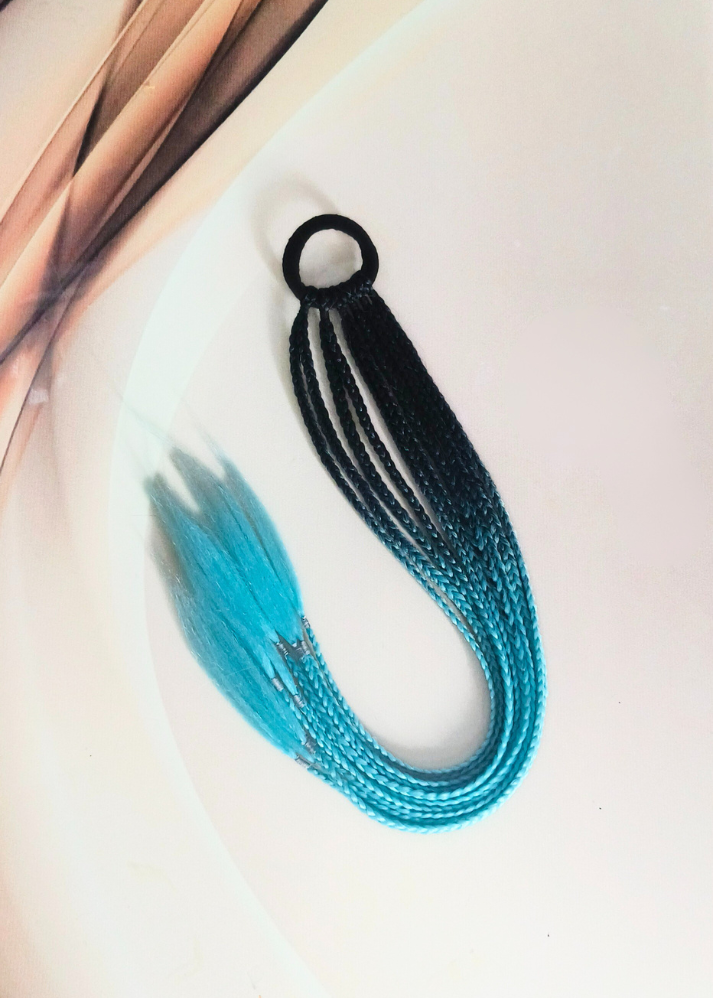 Sky Blue & Black Braided Hair Band