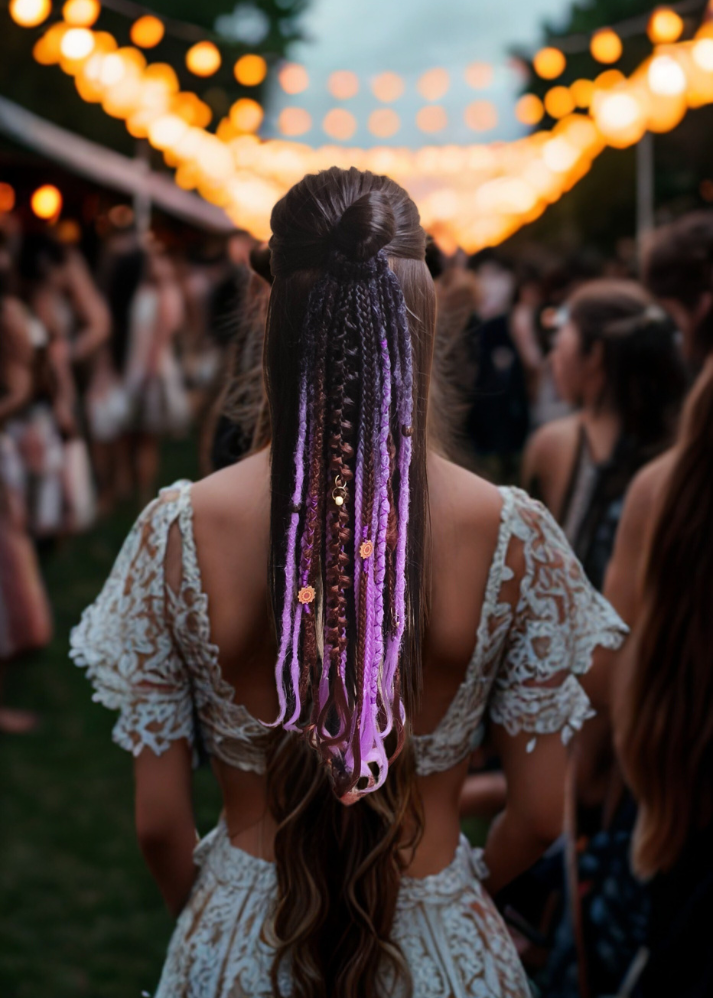 Dreads and Braids Hair Band Purple Brown