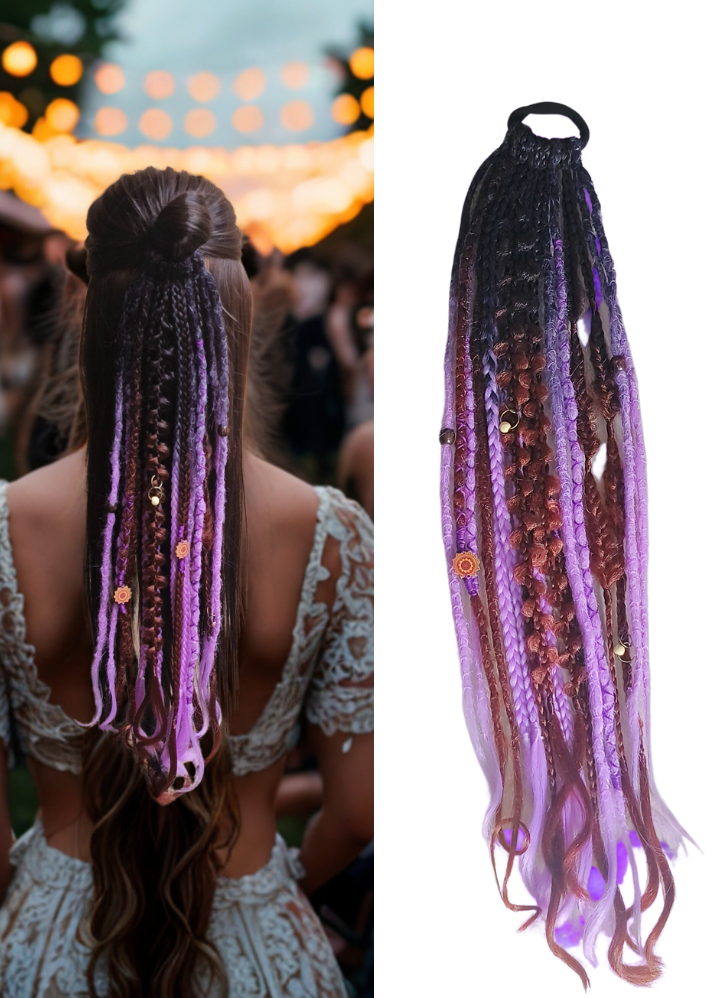 Dreads and Braids Hair Band Purple Brown