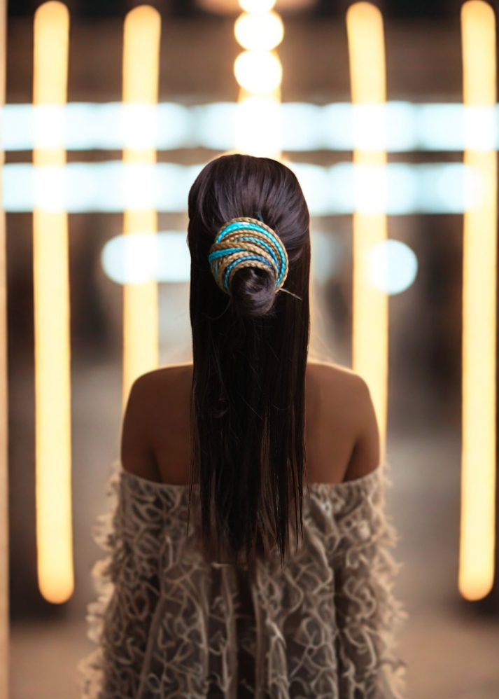 Dreads and Braids Hair Band Blue Golden