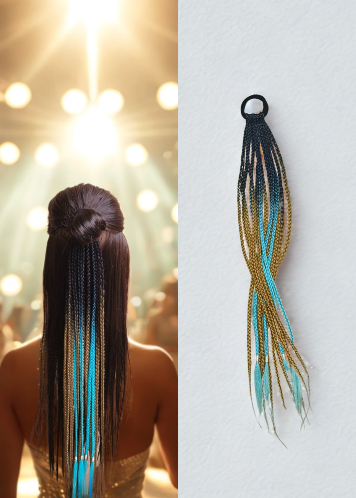Dreads and Braids Hair Band Blue Golden