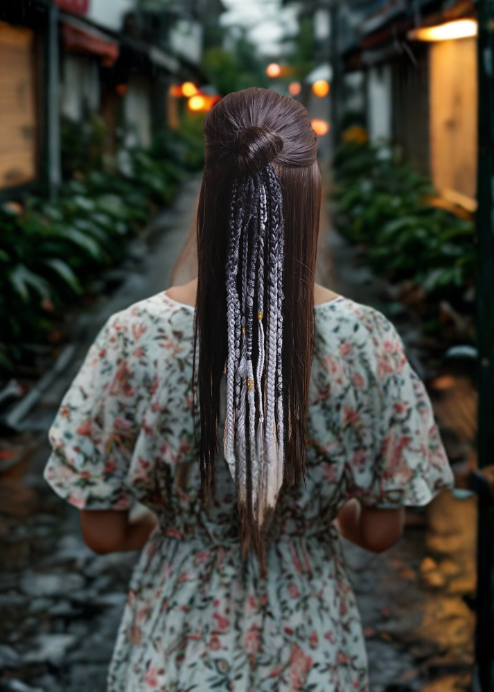 Black & Light Grey Dreads and Braids Band