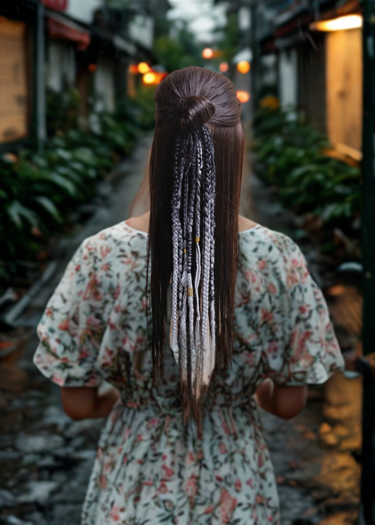 Black & Light Grey Dreads and Braids Band