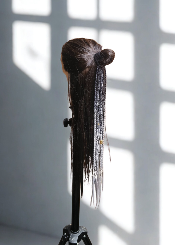 Black & Light Grey Dreads and Braids Band