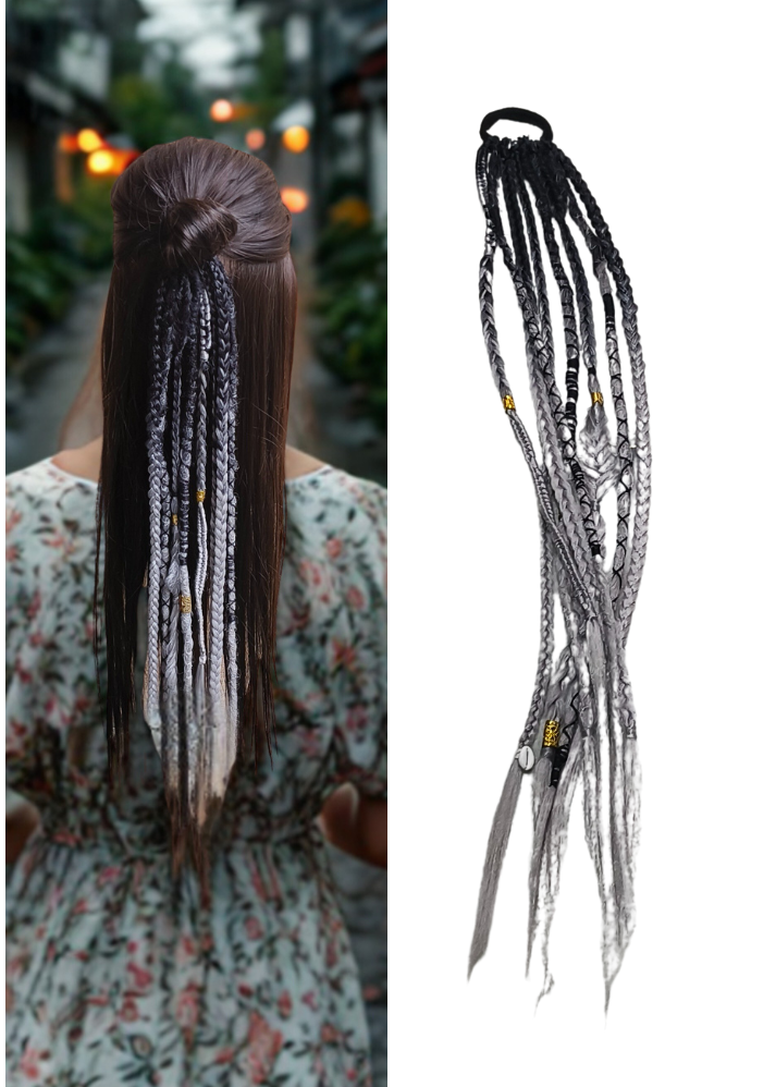 Black & Light Grey Dreads and Braids Band