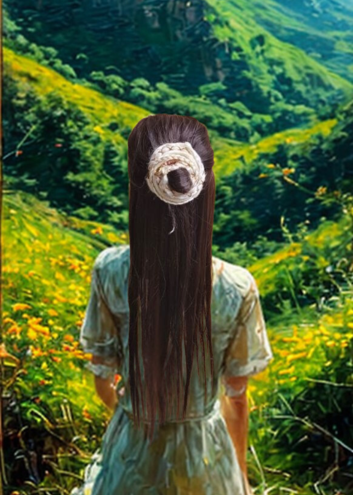 Off White Dreads &amp; Braids Hair Band with Gold Thread Design – 20 Inches, 8 Stripes