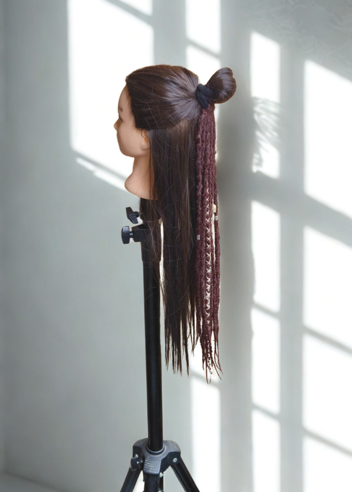 Dark Brown Dreadlok Hairband 22 inch, 12 dreadlock strips