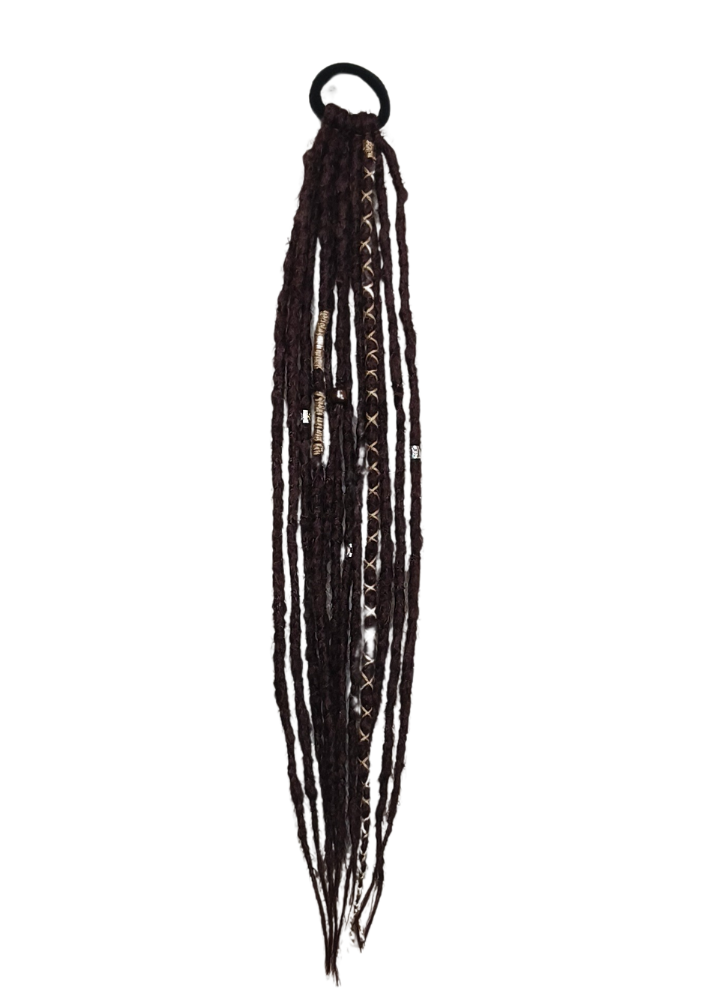 Dark Brown Dreadlok Hairband 22 inch, 12 dreadlock strips
