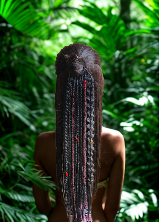 Black & Dark Grey Dreads and Braids Hair Band